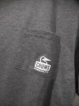 CHUMS チャムス PKT フェイスTシャツM/ロゴ刺繍 ポケット付き 半袖Tシャツ/灰 グレー/メンズ/CH01-1777/アウトドア/程度良好_画像4