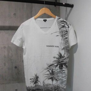 PS Paul Smith ピーエス ポールスミス PS SUMMER 1978 ヤシの木プリント Vネック 半袖 Tシャツ L/白 ホワイト/メンズ/163551 325Aの画像2