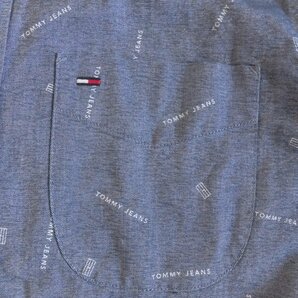 TOMMY JEANS トミージーンズ ロゴ総柄プリント ストレッチ 長袖シャツ XL/シャンブレーシャツ/メンズ/TOMMY HILFIGER トミー ヒルフィガーの画像7