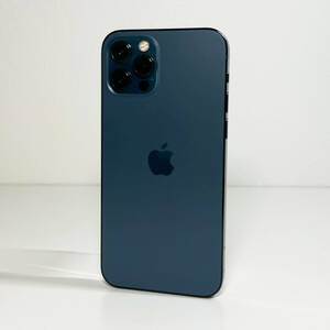 ◆中古 SIMフリー 比較的美品 ◆アップル Apple iPhone12 Pro 128GB Pacific Blue パシフィックブルー MGM83J/A バッテリ社外製 