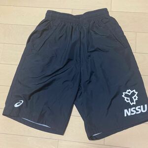 ASICS アシックス ウインドブレーカーハーフパンツ　日本体育大学　日体大　サイズL 黒