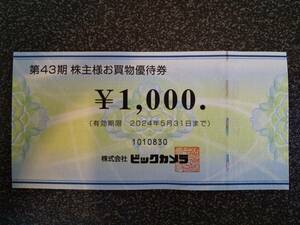 即決送料込★ビックカメラ 株主優待 1000円分　1枚