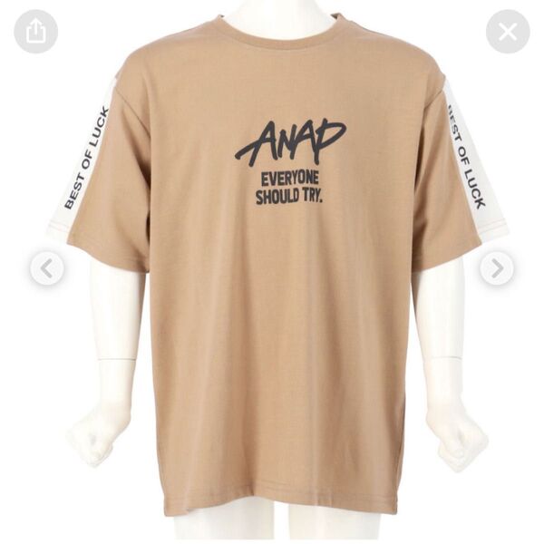 ANAP KIDS 制菌袖切替ビッグTシャツ(ベージュ) 半袖Tシャツ