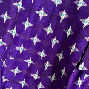 【まり葉屋】 アンティーク着物 銘仙 紫 絣 単衣 大正ロマン 昭和モダン 大正浪漫の画像5