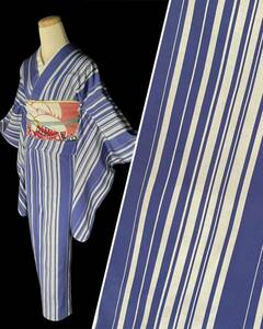 [.. leaf shop ] antique kimono . blue single . Taisho romance Showa era modern Taisho .... silk crepe 