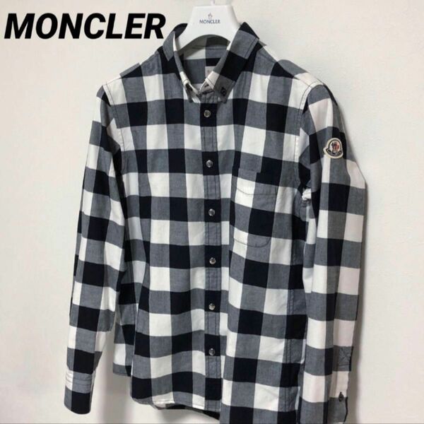 モンクレール　MONCLER ブラック　ホワイト　チェックシャツ　国内正規品