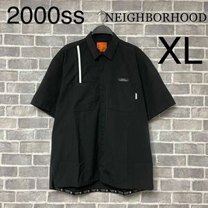 2000ss NEIGHBORHOOD ネイバーフッド 半袖ワークシャツ XL ブラック 