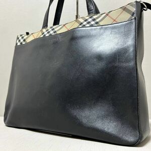 1 иен BURBERRY Burberry портфель портфель мужской noba проверка A4/PC место хранения возможно независимый кожа натуральная кожа черный чёрный Logo type вдавлено .