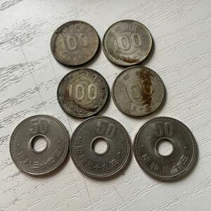 日本古銭 旧50円　旧100円　硬貨　稲穂　五十円　百円　コイン　日本円　