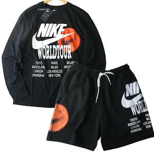 新品◆NIKE◆WORLD TOUR ワールドツアー 上下セット XL ブラック◆ナイキ ロンT スウェット セットアップ◆J2367