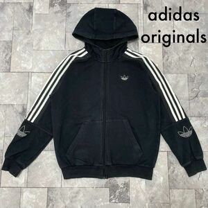 adidas originals アディダス オリジナルス sweat hoodie ジップアップパーカー スウェットレフォイル 刺繍ロゴ スリーライン 玉FL3532