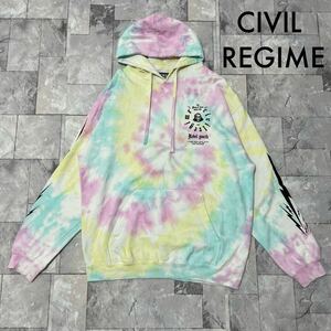 CIVIL REGIME シビルレジーム sweat hoodie スウェットパーカー USA企画 プルオーバー タイダイ ビッグプリントロゴ サイズXL 玉FL3538