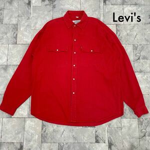 Levi'リーバイス 長袖シャツ ワークシャツ ウエスタンシャツ ビッグシルエット USA企画 レッド ヴィンテージ サイズXL 玉SS1646