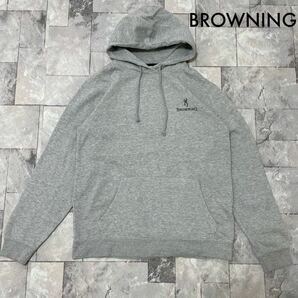 Browning ブロウニング sweat hoodie スウェットパーカー プルオーバー プリントロゴ USA企画 アウトドア グレー サイズL 玉FL3561の画像1