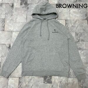 Browning ブロウニング sweat hoodie スウェットパーカー プルオーバー プリントロゴ USA企画 アウトドア グレー サイズL 玉FL3561