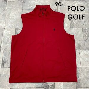 90s POLO GOLF ポロゴルフ RALPH LAUREN ラルフローレン Nylon Vest ナイロンベスト ジップアップ 裾ドローコード ナイガイ 玉SS1660