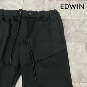 EDWIN エドウィン sweat pants FLE スウェットパンツ テーパード イージーパンツ ポケットジップ ジョガー ブラック サイズL 玉SS1715