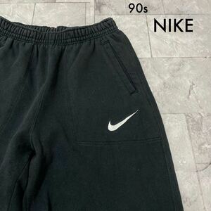 90s NIKE ナイキ 銀タグ sweat pants スウェットパンツ 刺繍ロゴ リブパンツ ヴィンテージ 00s y2k ブラック サイズM 玉SS1712