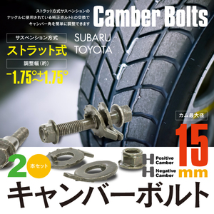 【送料無料】 ist NCP115 フロント キャンバー調整ボルト M15 (15mm) 調整幅 ±1.75° 亜鉛メッキ処理 2本セット