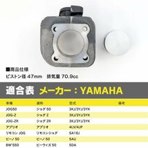 ボアアップキット 70.9cc シリンダー径47mm ジョグ50/ジョグZ/ジョグ ZR/アプリオ 4LV/4JP/リモコンジョグ SA16J/ビーノ50 5AU バイク用_画像5