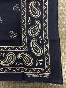  Vintage bandana GUARANTEED FAST COLOR ALL COTTON RN 14193 MADE IN USA America made navy blue navy 