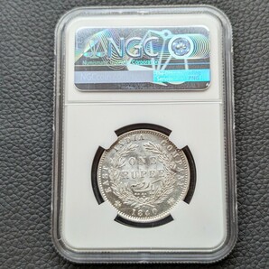 ★1円スタート 銀貨 鑑定 1840年 イギリス領 インド ヴィクトリア女王 1ルピー銀貨 NGC MS61 鑑定 ヤングヘッド アンティークコインコインの画像3