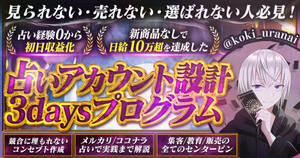 定価49,980円【占い経験0でも初日マネタイズ新商品なしで日給10万超え達成】占いアカウント設計3daysプログラム 