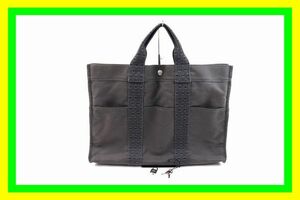 ★1円スタート 売り切り★HERMES/エルメス★エールライン トート MM★キャンバス★グレー★カデナ キー×2付属★ABランク★ハンドバッグ★