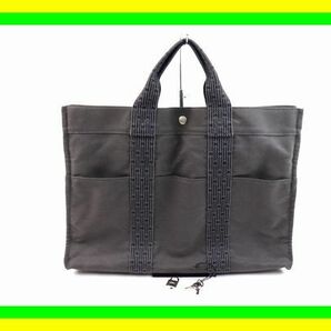 ★1円スタート 売り切り★HERMES/エルメス★エールライン トート MM★キャンバス★グレー★カデナ キー×2付属★ABランク★ハンドバッグ★の画像1