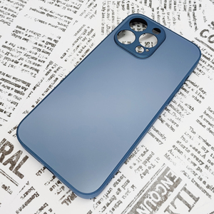 iPhone 14ProMax ガラス背面シリコンケース [27]ブルー (5)