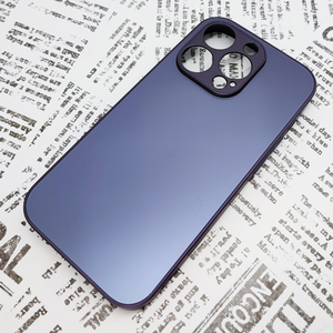 iPhone 14Pro ガラス背面シリコンケース [23]ダークパープル (1)