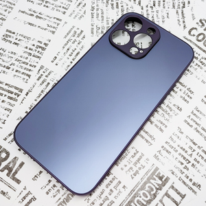 iPhone 14ProMax glass the back side silicon case [23] dark purple (2)