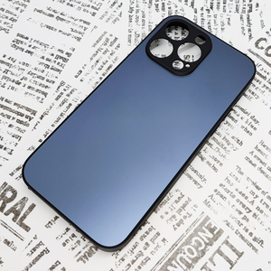iPhone 14ProMax ガラス背面シリコンケース [22]ブラック (3)