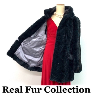 毛皮コート 染カラーシェアードミンク MINK リアルファー realfur ミディアム丈 着丈80cm 裾周囲136cm club藤(N783)