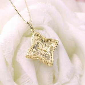 【新品・未使用】1円～最落無 天然ダイヤモンド 計0.50ct,K18YG 上品なアンティーク調 菱型デザイン ダイヤモンド ペンダントの画像5