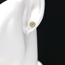 【新品・未使用】1円～最落無 天然ダイヤモンド 計1.20ct/一粒ダイヤ 0.31ct×2,ミニ鑑別付,K18YG 取り巻きデザイン ダイヤモンド ピアス_画像7