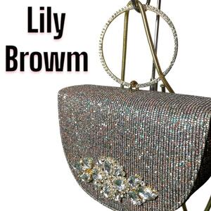 Lily Brown リリーブラウン スパンコール ビジューパーティーバッグ