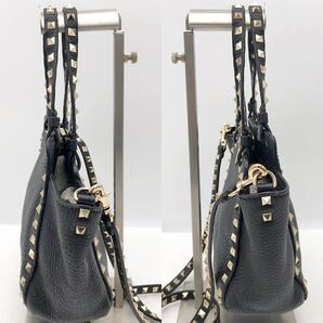 VALENTINO GARAVANI バレンチノ ガラヴァーニ ロックスタッズ Rockstud グレインカーフスキン ミニバッグ ハンドバッグ2WAY【NK5738】の画像2