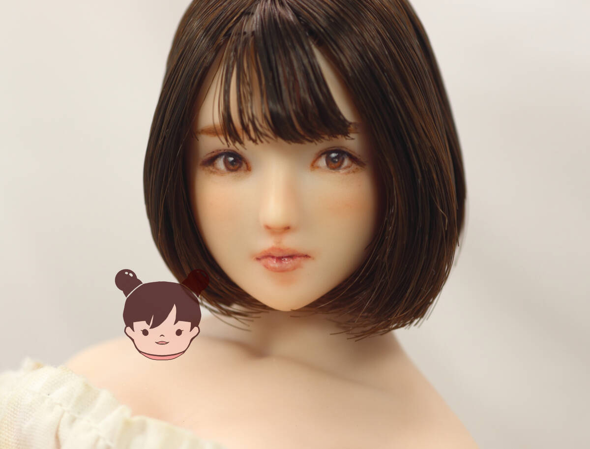 [Kasumiko] 1/6 Obitsu 27 Custom Head Puppenkopf 27-01 (Natur/Dunkelbraun)b, Puppe, Charakterpuppe, individuelle Puppe, Teile