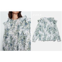 ザラ ZARA 可愛いラッフルフリル♪ふんわりコットン100％♪花柄 ブラウス_画像5