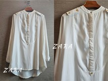 ザラ ZARA ボタン使いが可愛い♪バンドカラー♪シャツ ブラウス 白 ホワイト_画像1