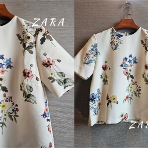 ザラ ZARA 大人可愛い♪フラワープリント♪花柄♪ジョーゼット プルオーバー ブラウスの画像1