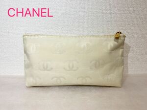 ★レア★ CHANEL シャネル ポーチ バッグ バッグインバッグ ロゴ ココマーク 希少 ベージュ オフホワイト 化粧ポーチ 大きめ