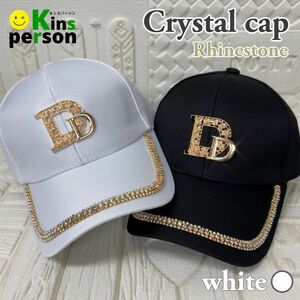 新品 Dクリスタルキャップ キラキラ レディース帽子 ホワイトゴールド ラインストーン 韓国ファッション