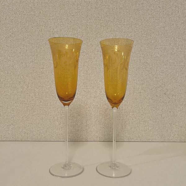 シャンパングラス　シャンパンフルート　グラス　ペア　Versace ヴェルサーチ　ローゼンタール　セット