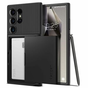 Spigen GalaxyS24Ultra ケース カード収納 耐衝撃 SC-52E 指紋防止 傷防止 ACS07306 ブラック