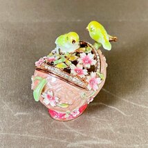 ZB483●【 Piearth ピィアース ジュエリーボックス EX544-1 小鳥と桜(ピンク) 】アクセサリーケース 小物入れ_画像4