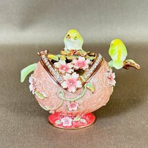 ZB483●【 Piearth ピィアース ジュエリーボックス EX544-1 小鳥と桜(ピンク) 】アクセサリーケース 小物入れ_画像2