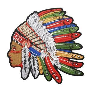 大きいワッペン Wappen　インディアン　アイロンワッペン　豪華刺繍