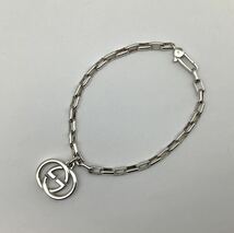 60 GUCCI グッチ WGロゴ GGロゴ チェーン シルバー 925 ブレスレット アクセサリー 腕周り約19.5cm_画像4